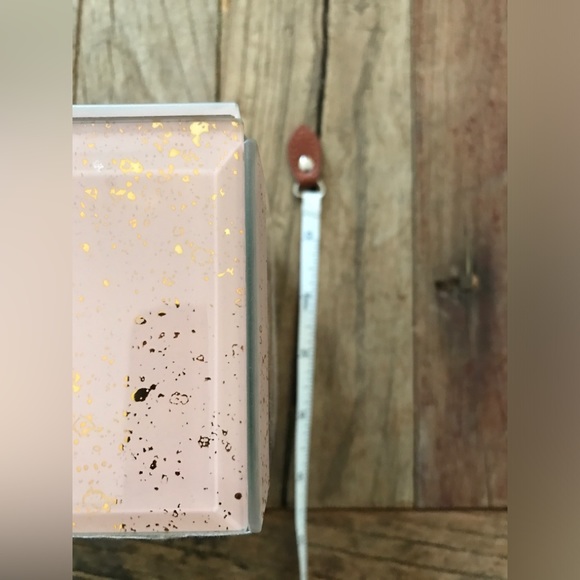 NWOT Pink and Gold Leaf Splatter Glass Jewelry Box with Grey Velvet Interior - Picture 8 of 8